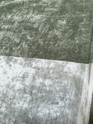 Reste von grünem und silbernem Chenille Polsterstoff PORTOFREI