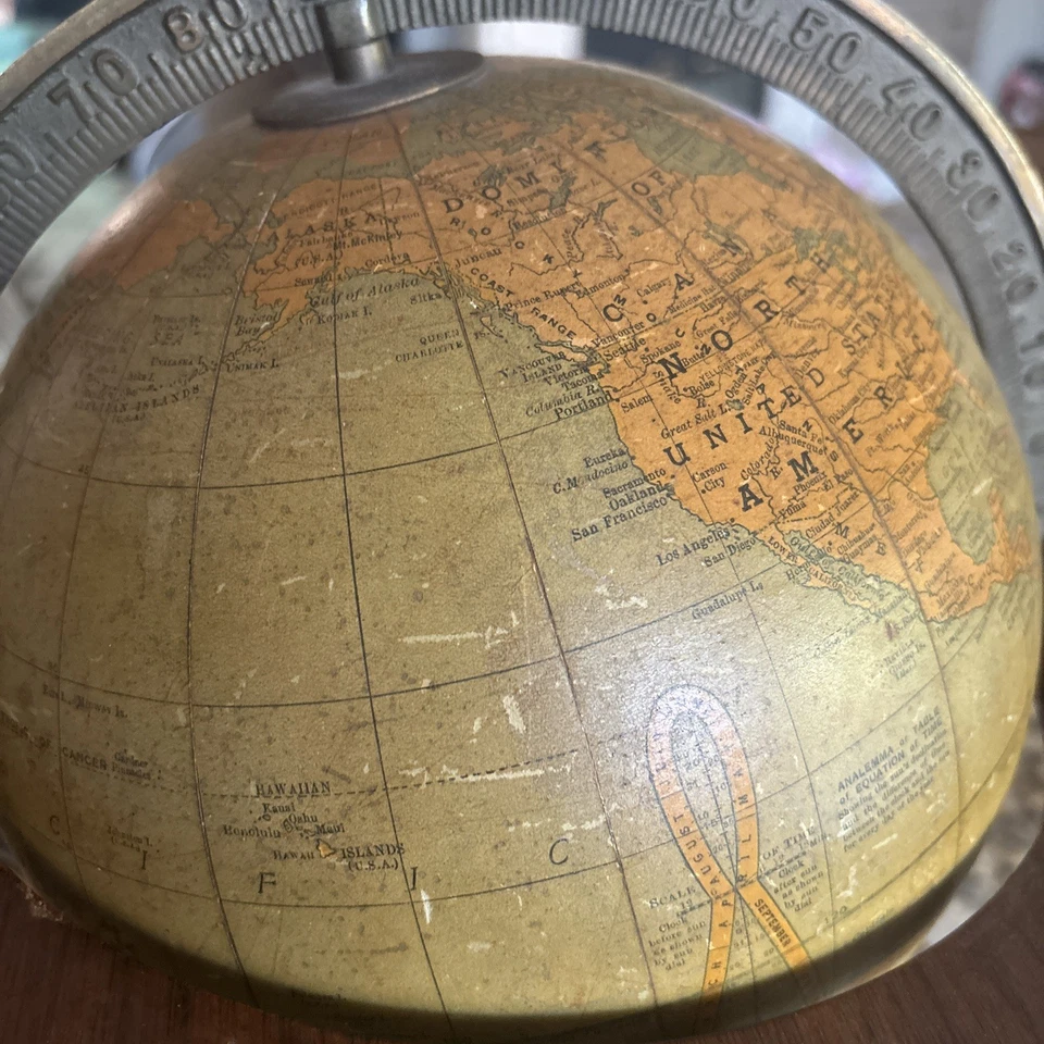 Rand McNally 1929 8” globo terrestre raro base de madera de 6 patas - mapa vintage Foto 3 de 4