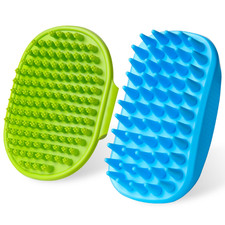 2PCS Dog Bath Brush Set  Adjustable Handle Dog Scrubber for Shampooing, Deshedd