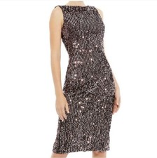 Ieena Mac Duggal 26438 Sequin Cowl Back Dress  Sz 8 Black Rose New