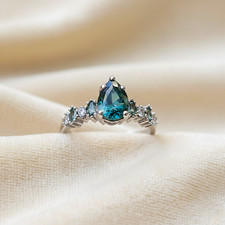 Lab Created Green Sapphire CZ Engagement Stackable Ring In 925 Sterling Silver