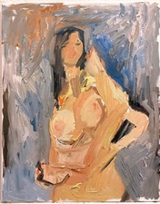 16"x20" Cubism Boudoir Figure Painting Oil on Canvas