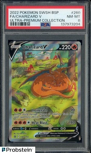 2022 Pokemon SWSH BSP #260 FA Charizard V Ultra Premium Collection PSA 8 NM-MT