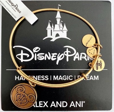 NEW SEALED Disney Parks ALEX AND ANI Mickey Filigree Icon Gold Bangle Bracelet