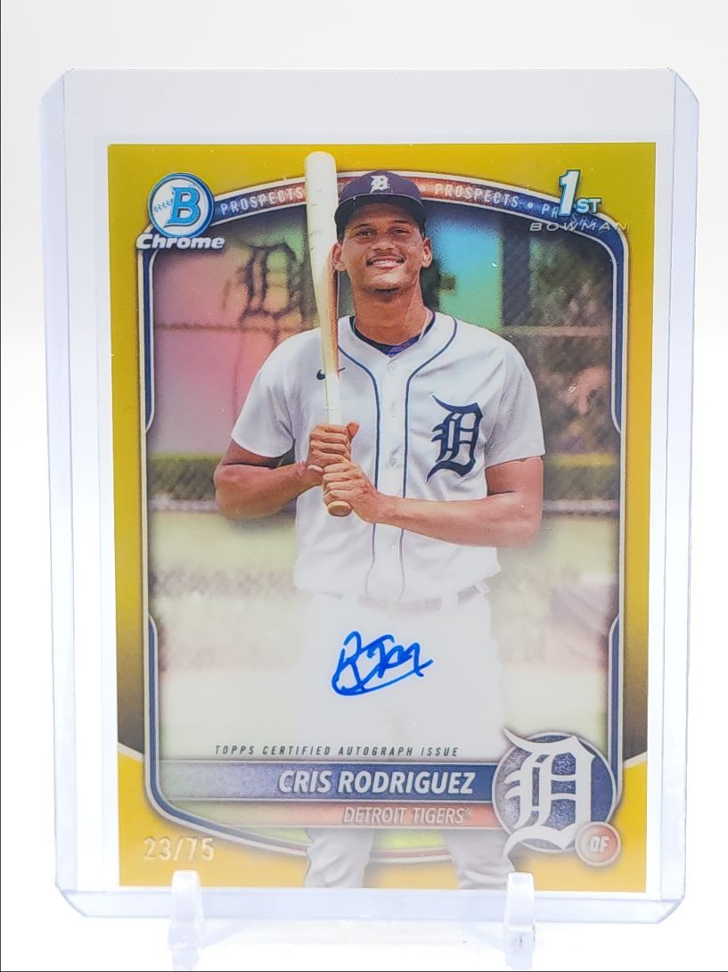 CRIS RODRIGUEZ 2025 BOWMAN CHROME 1ST YELLOW REFRACTOR AUTO /75 Q4920