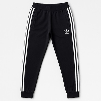 AdidasOriginals 3-Stripes Mens Pants Black Adicolor Small Fleese NEW