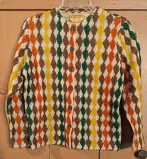 Vintage Saks Fifth Avenue Button Front Knit Sweater Sz S-M MCM 1950's - 1960's