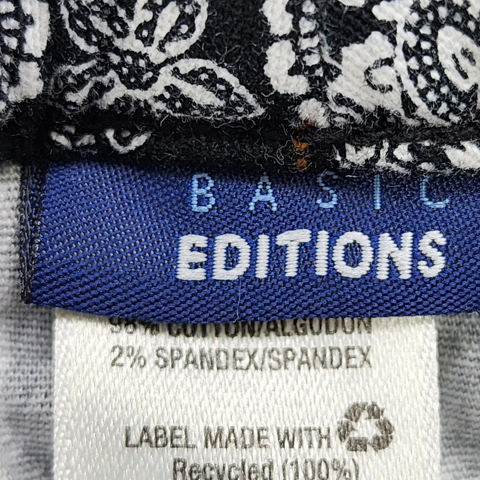 复古 90 年代基本版短裤女式 XL 黑色白色佩斯利弹力棉 — 第 4/4 张图片