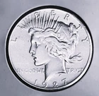 1927  PEACE SILVER DOLLAR  $1  PHILADELPHIA MINT COIN = EXCELLENT  KEY DATE