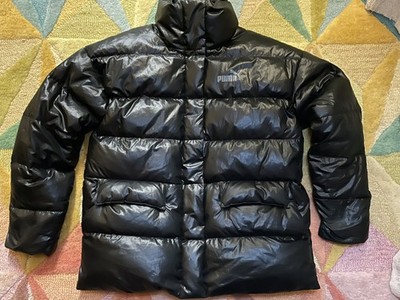 Y2K Puma Black Puffer Jacket Coat Down Filled Warm Winter Small Womens 12 XS VGC