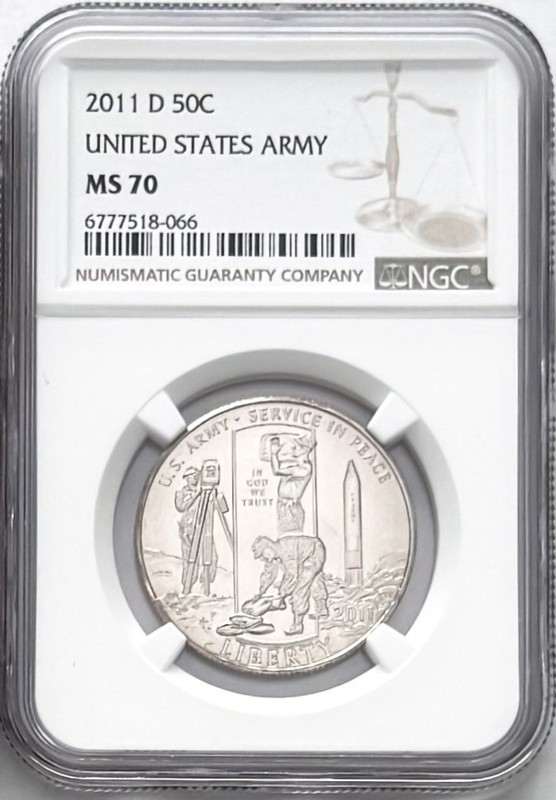 2011 D US Army Commemorative Half Dollar 50C NGC MS70 Classic Brown Label