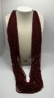 Vintage Red Beaded 26in Necklace Costume Jewelry Multi Strand Estate Statement