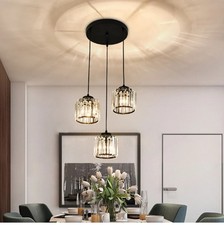3-Way Hanging Glass Pendant Light LED Ceiling Light Modern Vintage Chandelier UK
