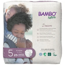 25 Count Bambo Nature Premium Eco-Friendly Baby Diapers, Size 5 (27-40 Lbs)