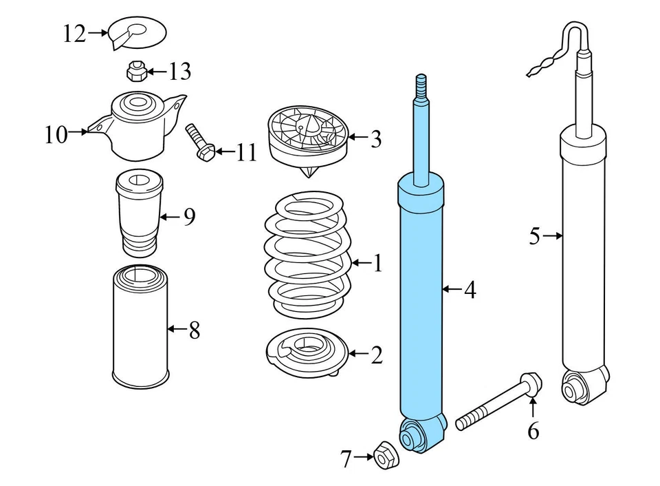 AUDI A5 QUATTRO 2017-2019 - Juego de puntal trasero/amortiguador 8W0513035AD Foto 4 de 4