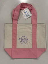 Trader Joe’s Mini Pastel Pink Canvas Tote Bag Limited Easter Edition