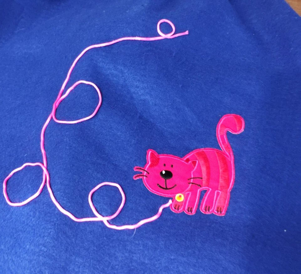 CAT Poodle Skirt felt Dark Blue vintage Elastic Waist Applique CUTE - Image 3 of 4