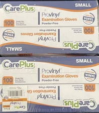 4X Care Plus Disposable Vinyl Gloves Small Non Latex Powder Free 100 Count Clear