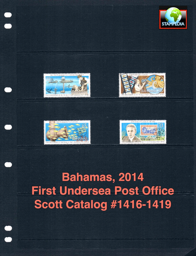 at $4.00 Scott Value - 2014 BAHAMAS Undersea Post Office & Filming CV MNH NH UMM