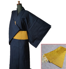 Vintage Men's Kimono  Obi sett Wool Traditional Samurai Robe 0033