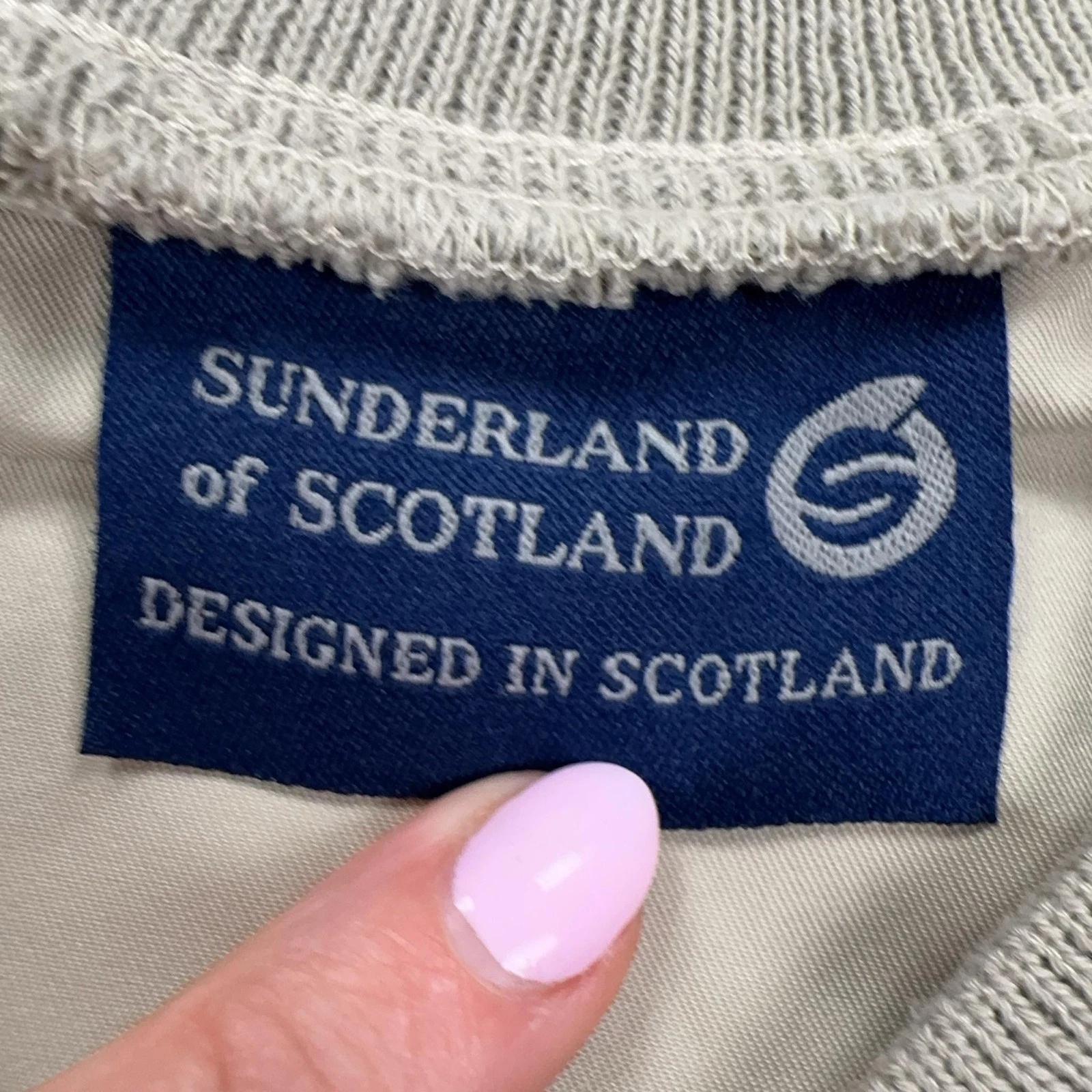 Sunderland Of Scotland Jacket Mens Small Beige Golf Windbreaker V Neck Pullover - product detail image 6