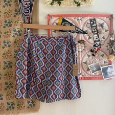 1960s windowpane print side zip shorts