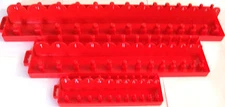 76pc RED SAE GOLIATH INDUSTRIAL SOCKET TRAY RACK RAIL HOLDERS DEEP SHALLOW