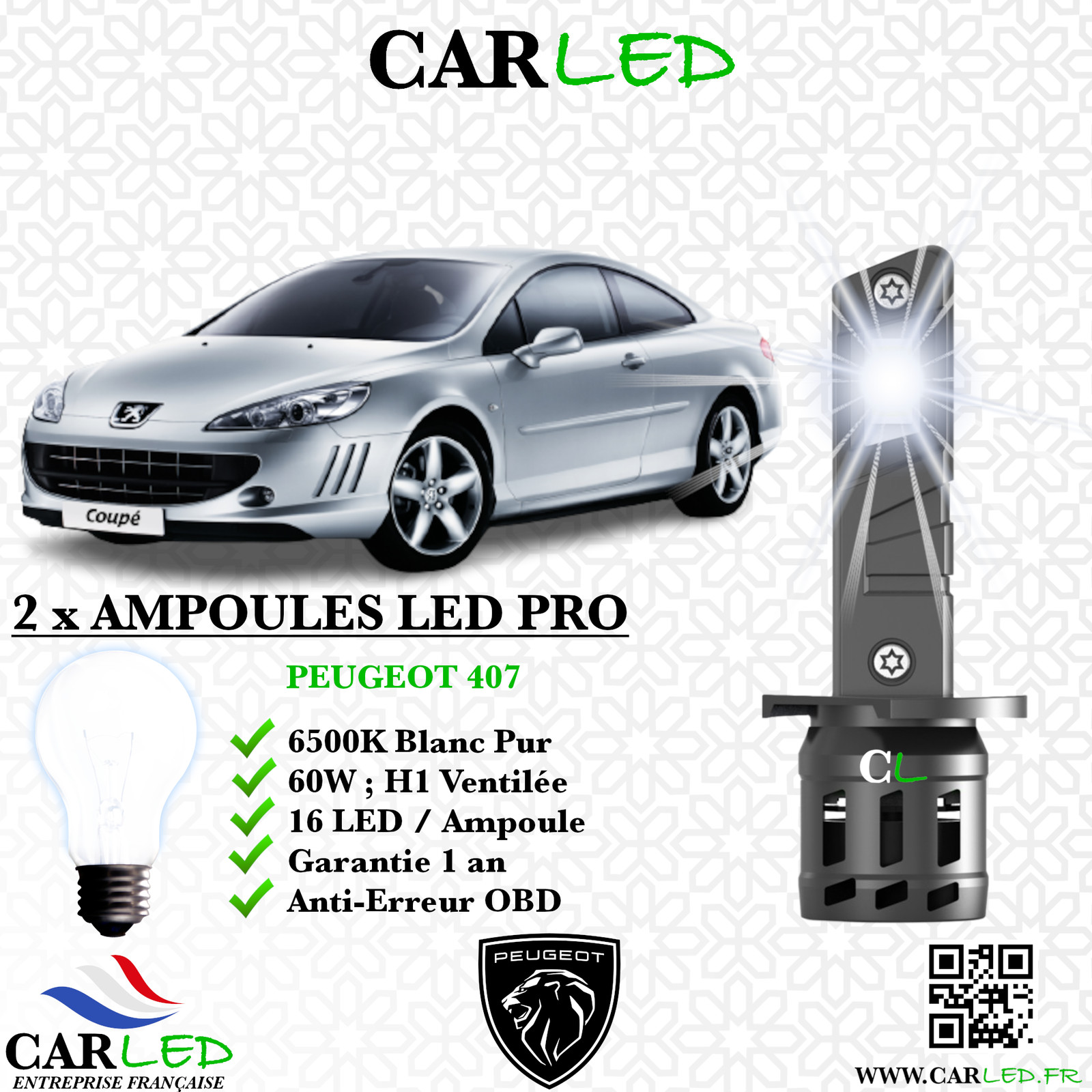 Kit ampoule LED Peugeot 407 pour sécuriser vos trajets nocturnes en famille