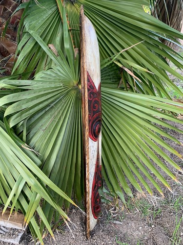 Placa de pared tallada en madera tribal tiki inspirada en maorí barra tropical decoración de patio - Imagen 5 de 6