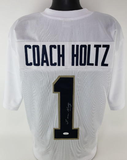 Lou Holtz Autographed Signed Notre Dame Fighting Irish Coach Custom Jersey (JSA) 