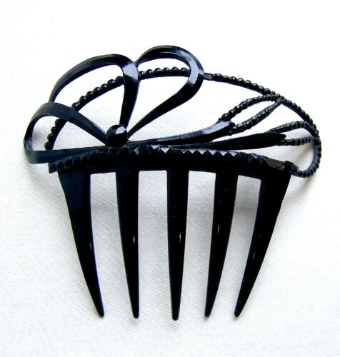 French jet hair comb Victorian mourning hair accessory - 第 1/10 張圖片