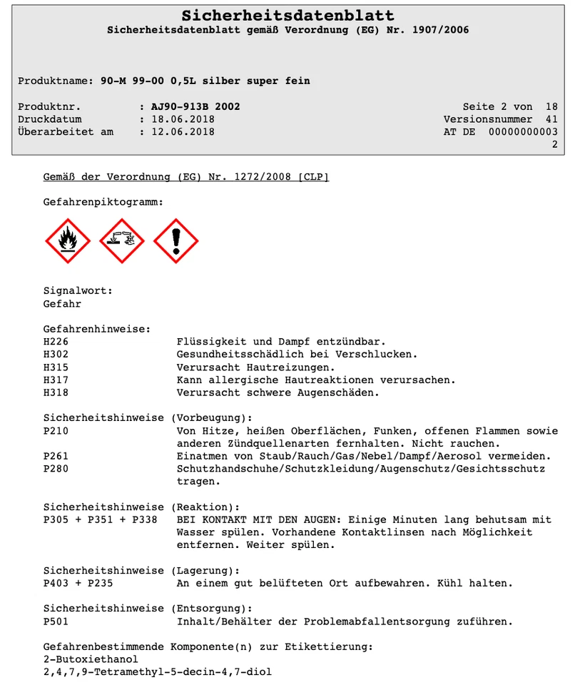 Glasurit 90-M 99/00 Vernice Miscelata ad Acqua Metallico Argento Super Fine 0,5 - Immagine 2 di 2