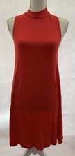 Red Sleeveless High Neck Viscose Dress Size XS Womens