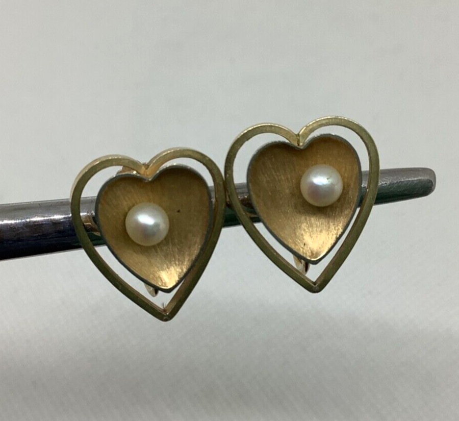 Double Heart Pearl Post Earrings Double Heart Pearl Post Earrings