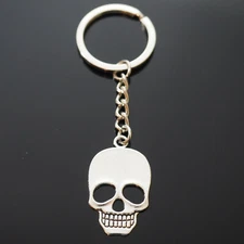 Skeleton Grinning Teeth Skull Bone Pendant Flat Charm Keychain Key Chain Gift