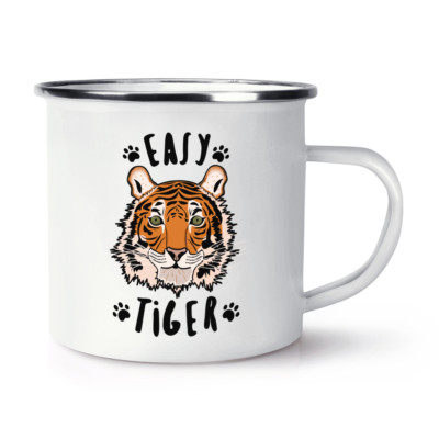 Easy Tiger Retro Emaille Becher Tasse - Lustiges Tier Camping