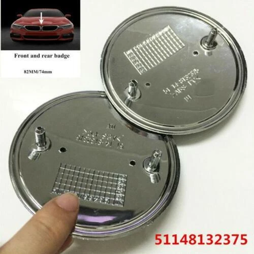 2PC Front Hood & Rear Trunk (82mm & 74mm) Badge Emblem For BMW 51148132375