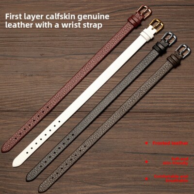 Quality Cowhide Genuine Leather Watch Strap Womens Single Pass Wristband 8 10mm