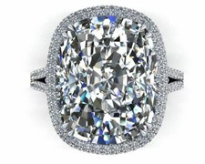 76.97 CT Halo Style Simulated White Sapphire Women's Engagement  Wedding Ring
