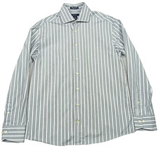 GANT Mens Shirt Size M Regular Fit Grey Striped Button-Up Newport-Poplin Cotton