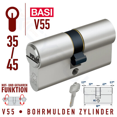 BASI V55 N+G 35/45 Türzylinder Doppelzylinder Not Gefahr Schlüsselanzahl wählbar