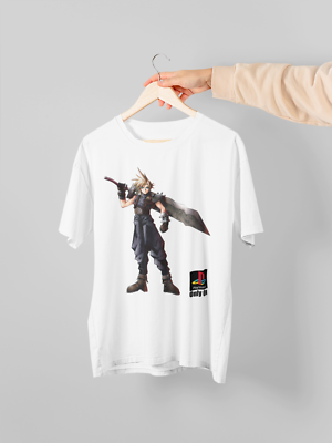 レア Final Fantasy VII Cloud T-Shirt Final Fantasy VII OG Cloud Strife Key Art Premium Unisex T