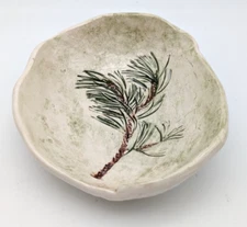 Pecos Valley Kiln Art Pottery Small Ceramic Bowl Pine Branch Trinket Ring Dish