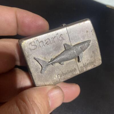 #ad #ad Zippo Shark oil lighter Made in 1995 Inner 1996 Silver Used $116.29