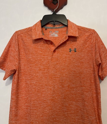 Under Armour Boys Large Orange Loose-Fit Heat Gear Collared Polo Shirt! A521 - Picture 2 of 6