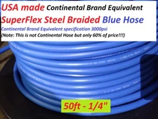 50ft CarpetClean 3000 PSI Blue Steel Braid Solution Hose SuperFlex Continenta Eq