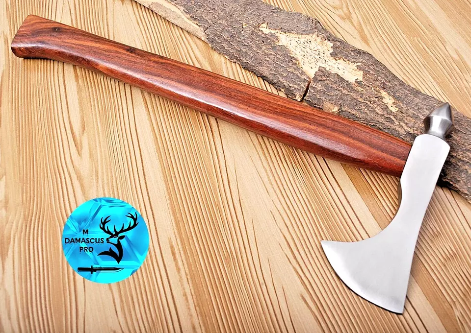 HACHA DE ACERO AL CARBONO HECHA A MEDIDA INTEGRAL MANGO DE MADERA VIKINGO TOMAHAWK 635 Foto 4 de 4
