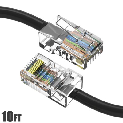 10FT Cat5E RJ45 Ethernet LAN Network UTP Non-Booted Patch Cable Copper Black