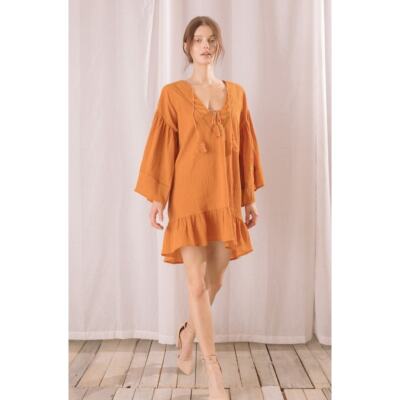 burnt orange shift dress Women's Burnt Orange Trim Shift Mini Dress