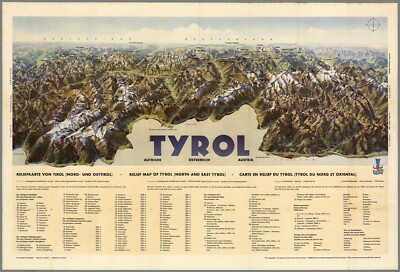 Heimat Wandbild Kunstdruck - Vintage Karte Poster - TIROL ÖSTERREICH - A4,A3,A2,A1,A0